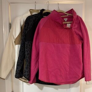NWT Bundle of 3 J.Crew Factory Cozy Fleece Pullovers - Pink, Black, White